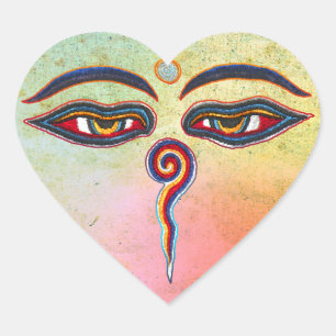 Eyes Of Buddha / Augen der Weisheit Heart Sticker