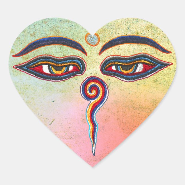 Eyes Of Buddha / Augen der Weisheit Heart Sticker (Front)