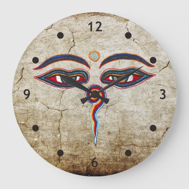 Eyes Of Buddha / Augen der Weisheit Large Clock (Front)