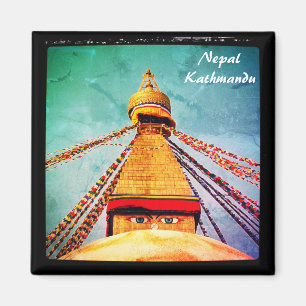 Eyes of Buddha, vintage Stupa, Kathmandu - Nepal Magnet