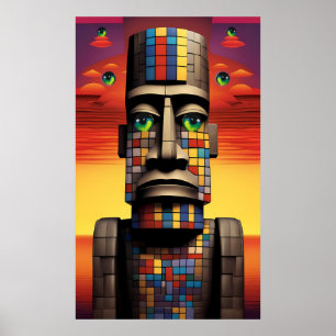 Eyes of the Moais Ken Gauge Pop Surrealism Poster