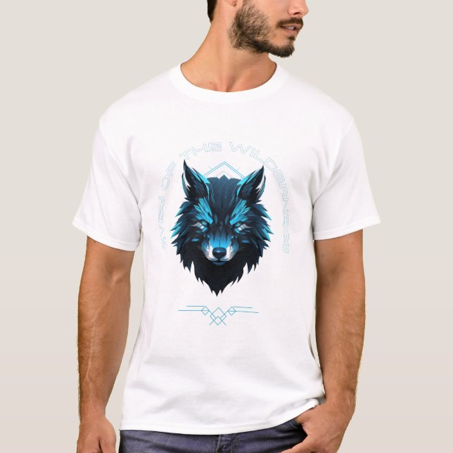 Eyes of the Wilderness – Neon Cyber Wolf Spirit An T-Shirt (Front)