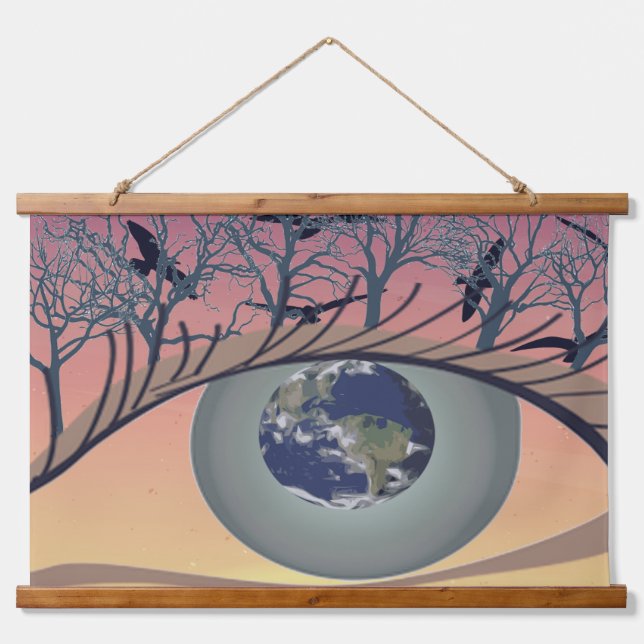 Eyes on the world, earth and environment climate   hanging tapestry (Front)