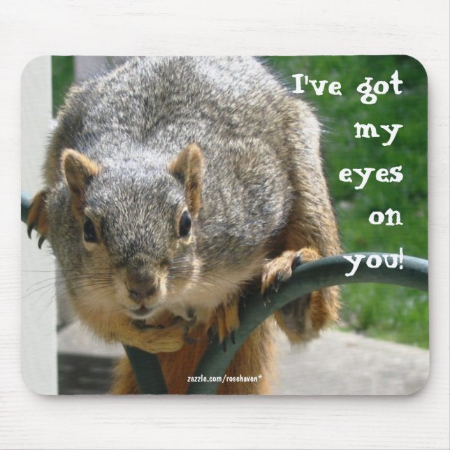 "Eyes on You" Squirrel Mousepad (Front)