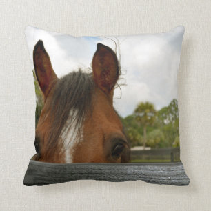 eyes over fence horse head cushion