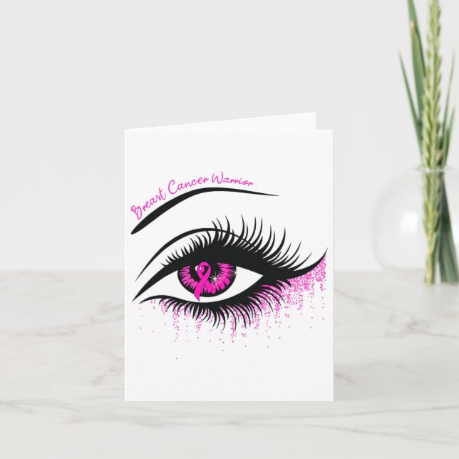 Eyes Pink Ribbon Warrior Breast Cancer Awareness M Card (Front)