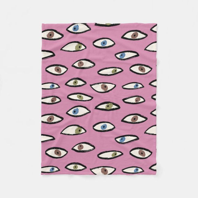Eyes seamless pattern,background with hand drawn e fleece blanket (Front)