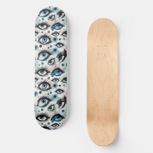 Eyes! So Many Pretty Turquoise Blue Eyes Skateboard