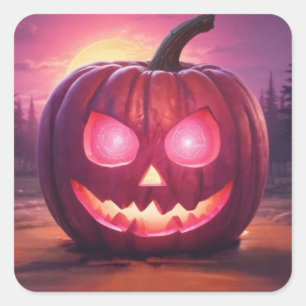 Eyes that glow pink Jack-o'-lantern stickers