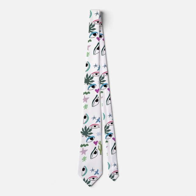 Eyes Tropical Leaves  Tie (Front)