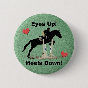 Eyes Up! Heels Down! Horse Jumper 6 Cm Round Badge
