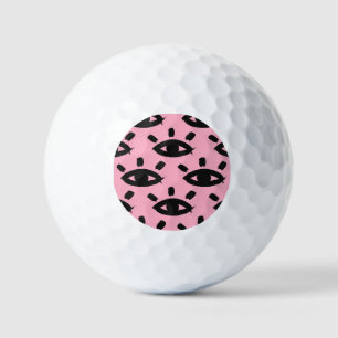 Eyes Watercolor Brush, Sketch Pattern. Golf Balls