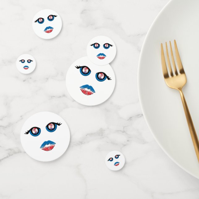 Eyes with Croatia emblem and kissing mouth Confetti (Group)