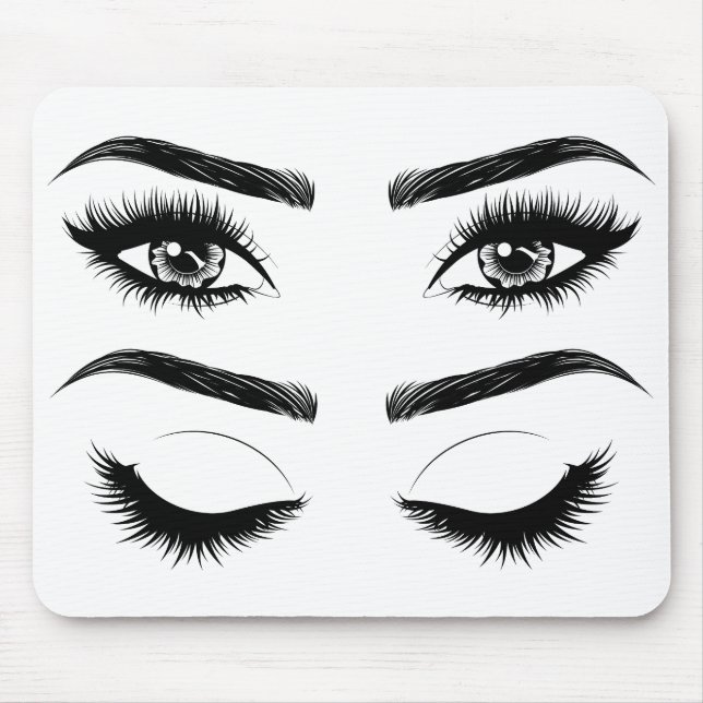 Eyes with long eyelashes and brows mouse mat (Front)