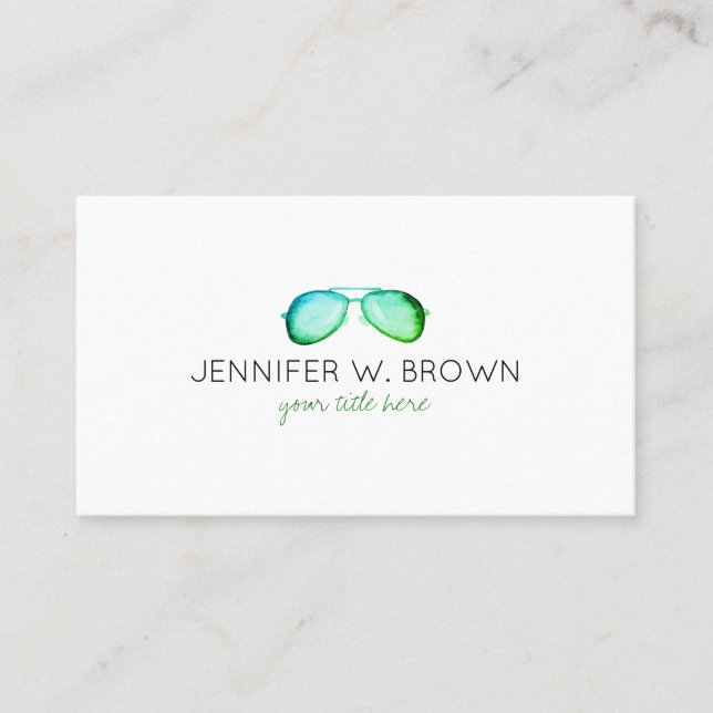 Eyewear Specialist EyeGlasses Spectacles green Business Card (Front)