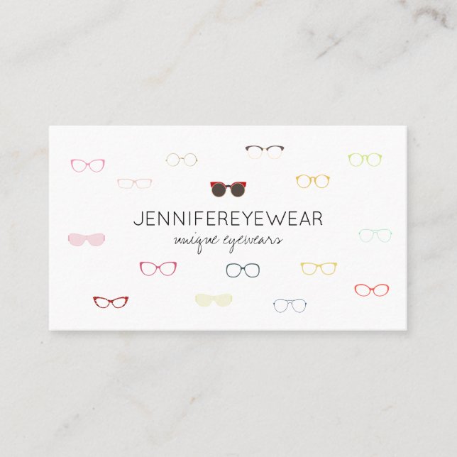 Eyewear Specialist Glasses Red Yellow Green Business Card (Front)