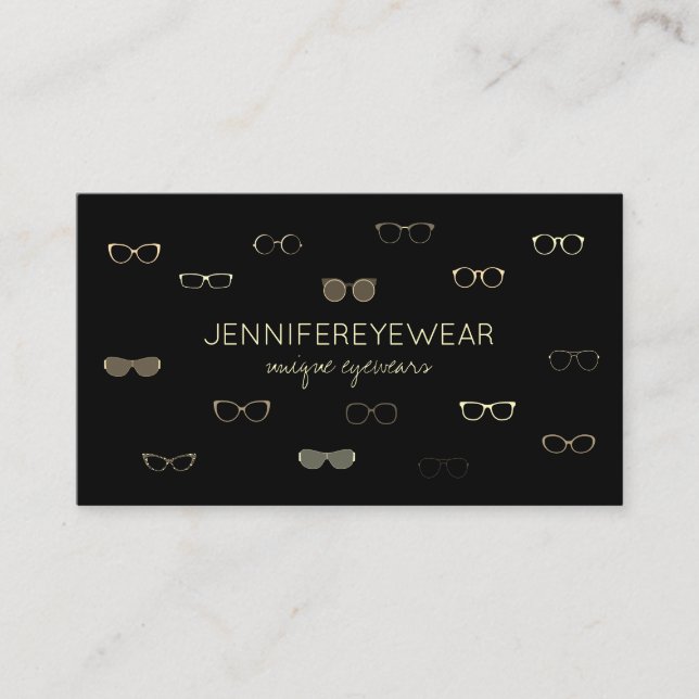 Eyewear Specialist optical store Gold Sunglasses Business Card (Front)