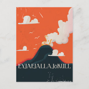 Eyjafjallajökull Volcano Travel Poster Postcard