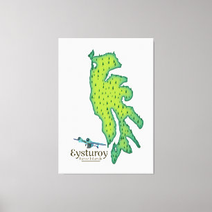 Eysturoy Faroe Islands Travel map Canvas Print