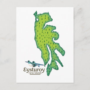 Eysturoy Faroe Islands Travel map Postcard