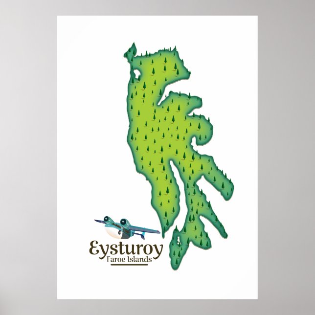 Eysturoy Faroe Islands Travel map Poster (Front)