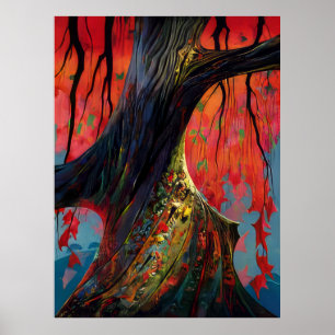 Eyvind Earle - Fire red and gold - 1990; United S Poster