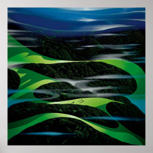 Eyvind Earle - Green Fields - 1994; United States Poster