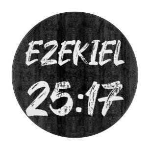 Ezekiel 25 17 Grunge Typography Verse Label Cutting Board