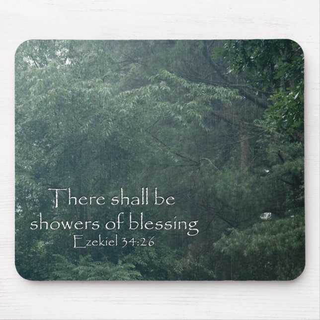 Ezekiel 34:26 There shall be showers of blessing. Mouse Mat (Front)