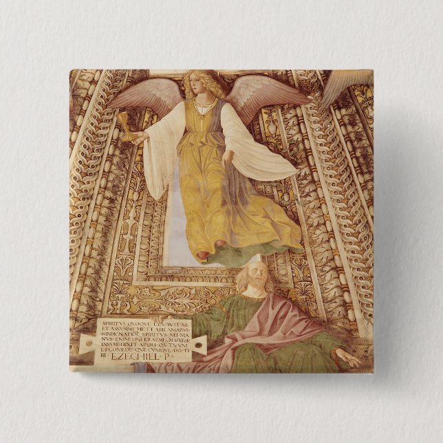 Ezekiel and Angel holding chalice of the 15 Cm Square Badge (Front)