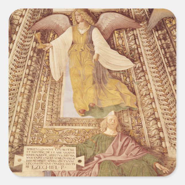 Ezekiel and Angel holding chalice of the Square Sticker (Front)