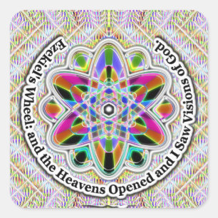 Ezekiel's Wheel: Visions of God Square Sticker
