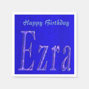 Ezra, Name, Logo, Blue Birthday Logo, Napkin