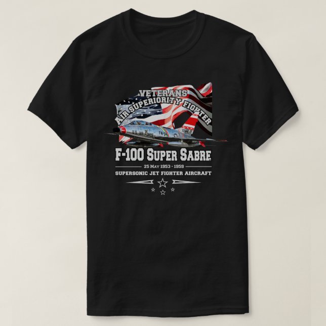 F100 Super Sabre supersonic jet fighter T-Shirt (Design Front)
