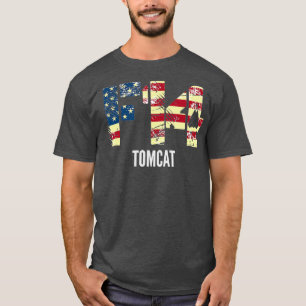 F14 Tomcat Fighter Jet  Distressed American Flag T-Shirt