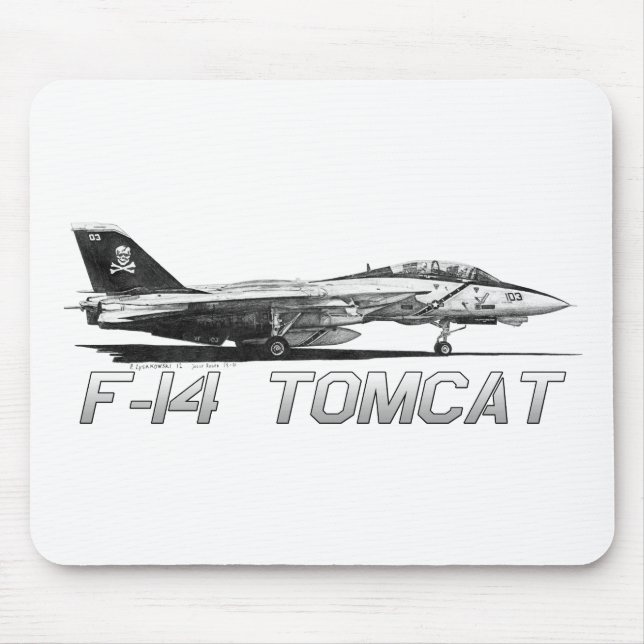 F14 Tomcat VF-103 Jolly Rogers - drawing Mouse Mat (Front)
