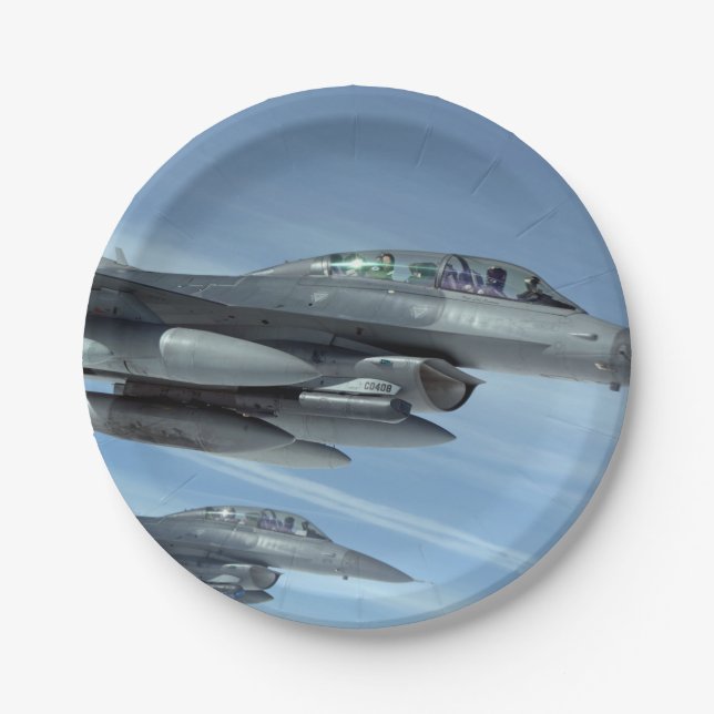 F16 Fighting Falcons Military-Jets Paper Plate (Front)