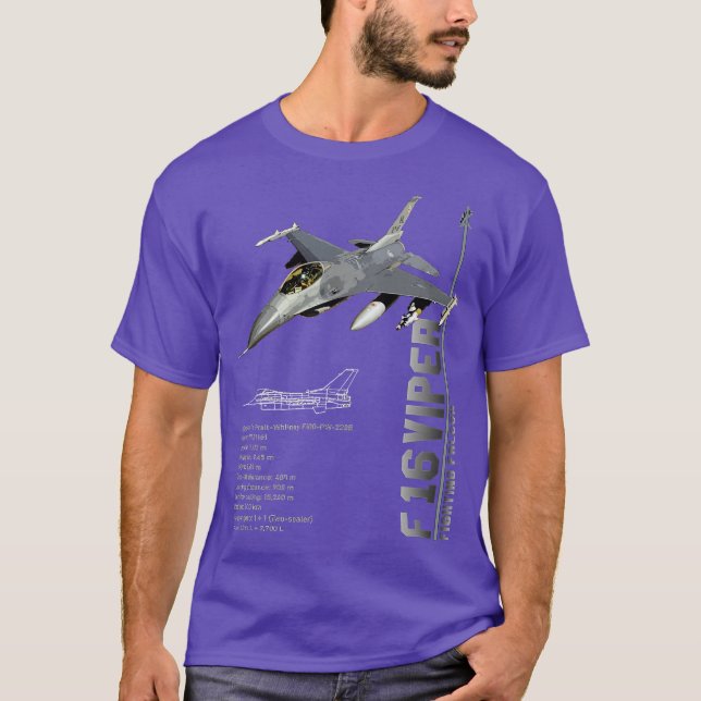 F16 Viper Fighting Falcon Jet FightersSpec T-Shirt (Front)