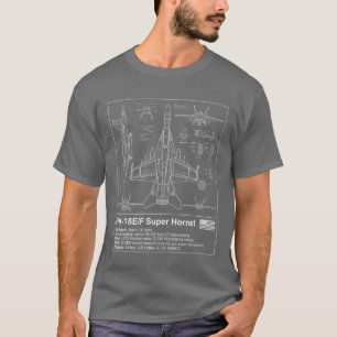 F18 Blueprint Technical Schematic Aviation Art T-Shirt