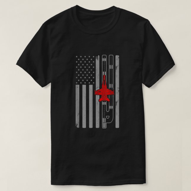 F18 Hornet Fighter Jet Aeroplane American Flag Run T-Shirt (Design Front)