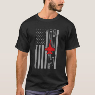 F18 Hornet Fighter Jet Aeroplane American Flag Run T-Shirt