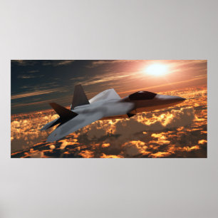 F22 Fighter Jet at Sunset Print