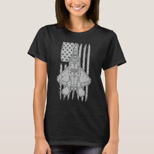F22 Raptor Fighter Jet Aeroplane American Flag F22 T-Shirt