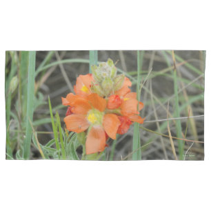 F40 Orange Wildflowers Scarlet Mallow Pillowcase