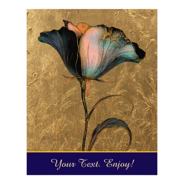 *~* F4  Elegant 23 Flower Gold  Vintage Photo Print (Front)