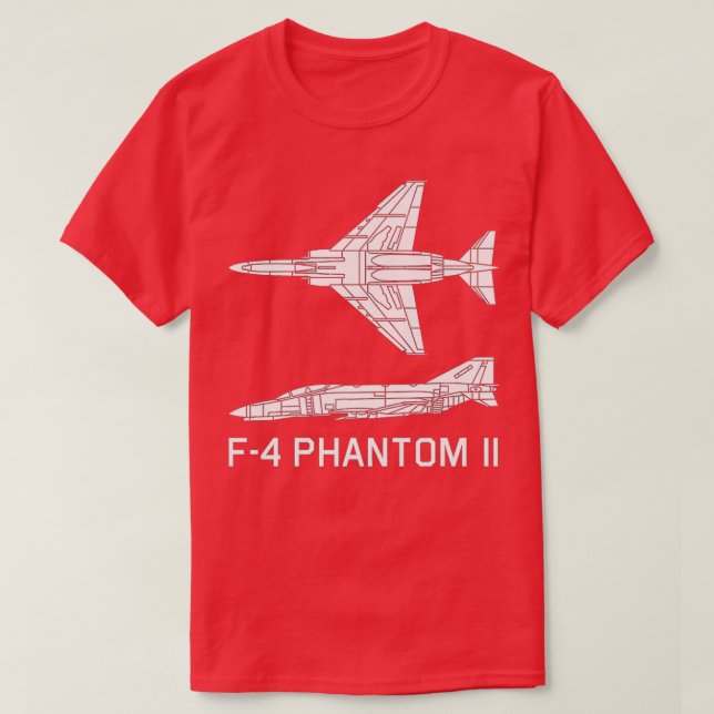 F4 Phantom II Jet Fighter Bomber Plane Silhouette  T-Shirt (Design Front)