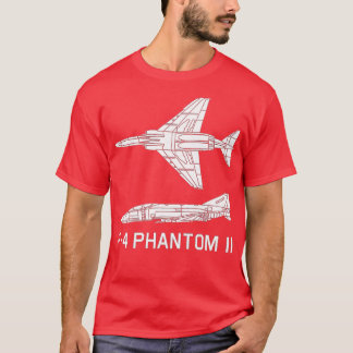 F4 Phantom II Jet Fighter Bomber Plane Silhouette  T-Shirt