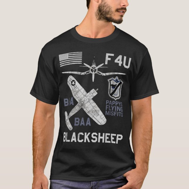 F4U Blacksheep WW2 Fighter Plane T-Shirt (Front)