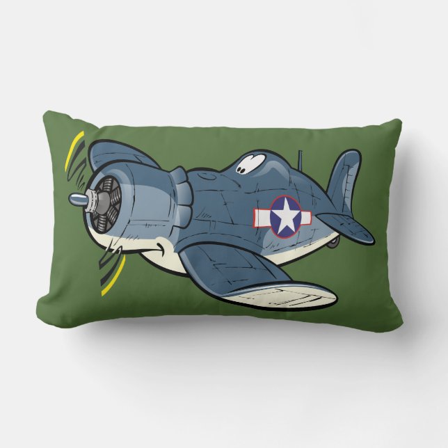 F4U cartoon corsair plane Lumbar Cushion (Front)
