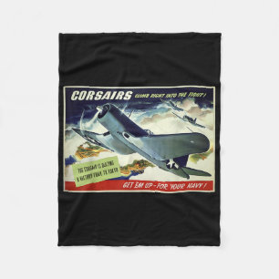 F4u Corsair Us Warplane War Propaganda Ww2 Poster Fleece Blanket